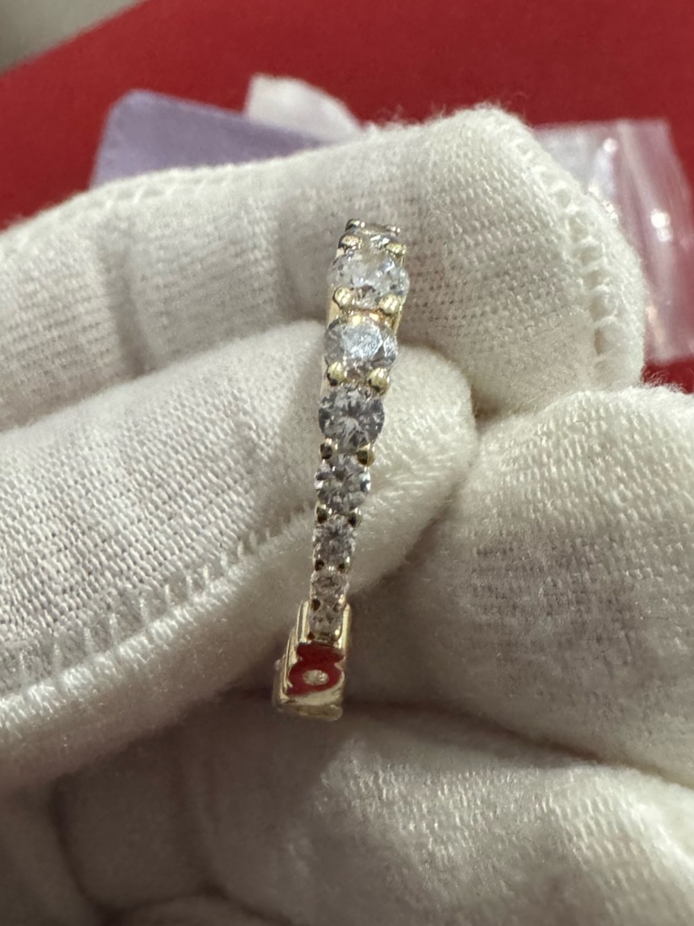 Gold Graduated Diamondette Hoop Earrings 1” - Picture 14 of 15
